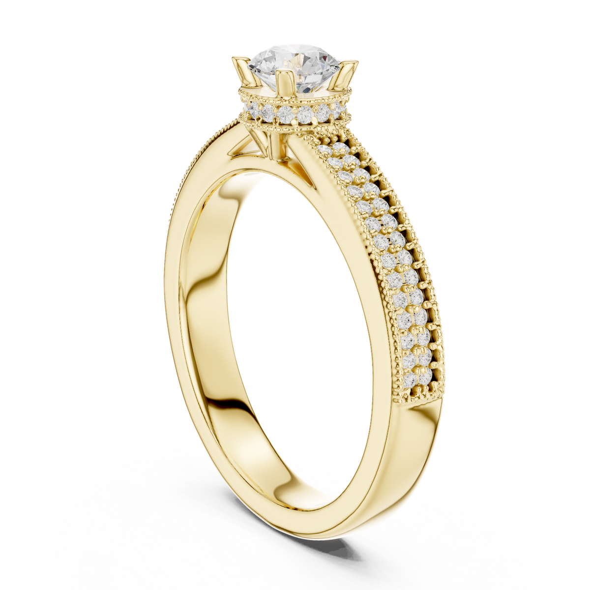 14K Solid Gold Lab Diamond Solitaire Ring, Yellow Gold, view 1