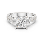Gold Ring DDLR-281, Princess center stone, White Gold