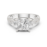 Gold Ring DDLR-281, Princess center stone, White Gold