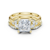 Gold Ring DDLR-299, Princess center stone, Yellow Gold