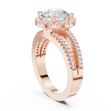 Gold Ring DDLR-350, Round center stone, Rose Gold, view 1