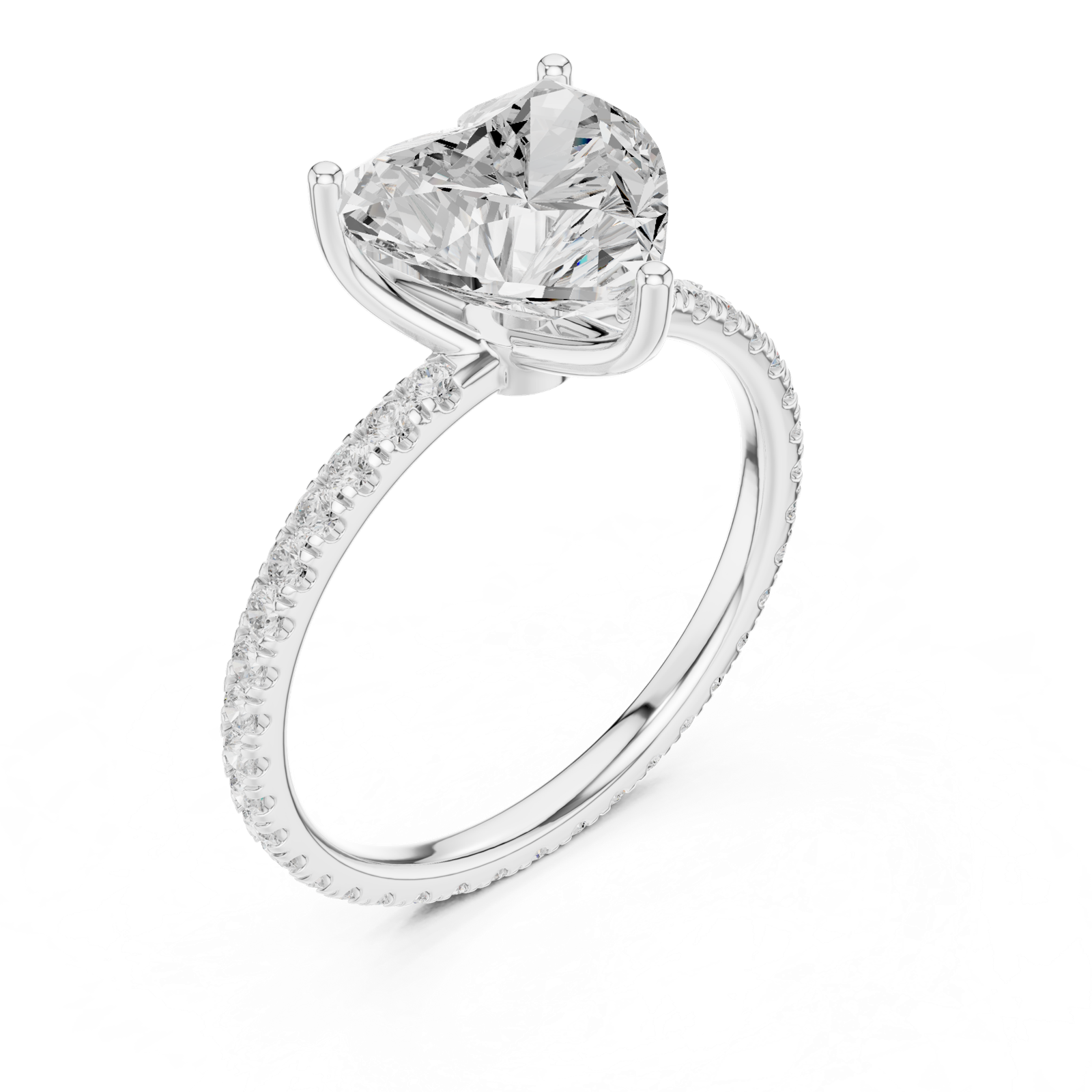 Gold Jewelry L36-16, Heart center stone, White Gold, view 2