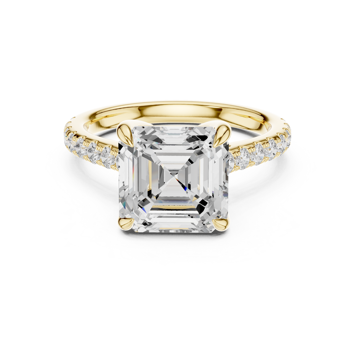 14K Solid Gold Lab Diamond Solitaire Ring, Yellow Gold