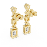 Gold Earrings L02-441, Yellow Gold, view 3