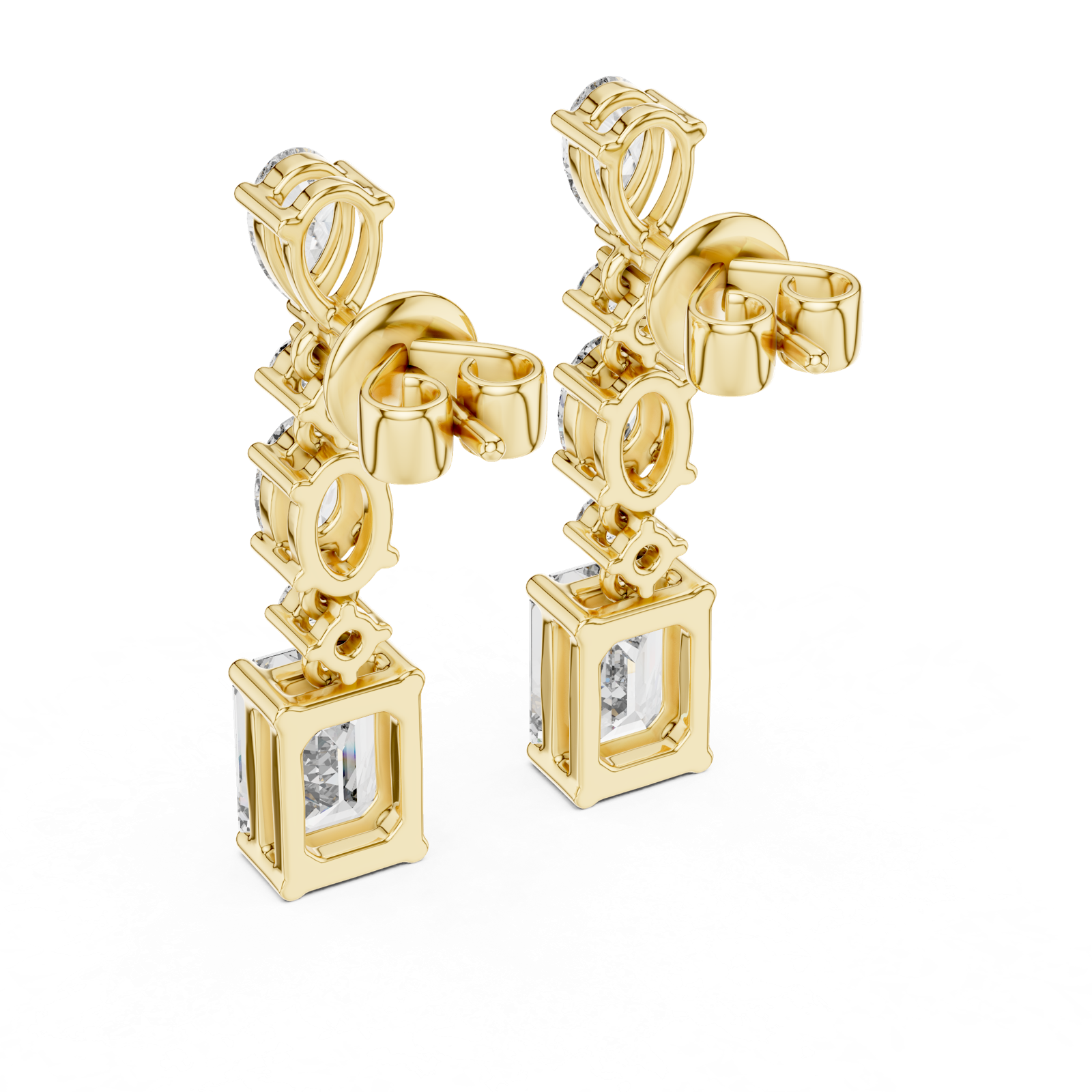Gold Earrings L02-441, Yellow Gold, view 3