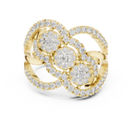 14K Solid Gold Lab Diamond Cluster Ring, Yellow Gold