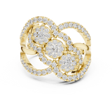 14K Solid Gold Lab Diamond Cluster Ring, Yellow Gold