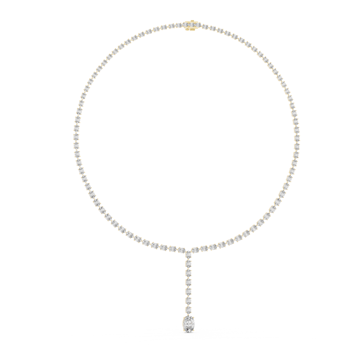 14K Solid Gold Lab Diamond Tennis Necklace, Yellow Gold, view 1