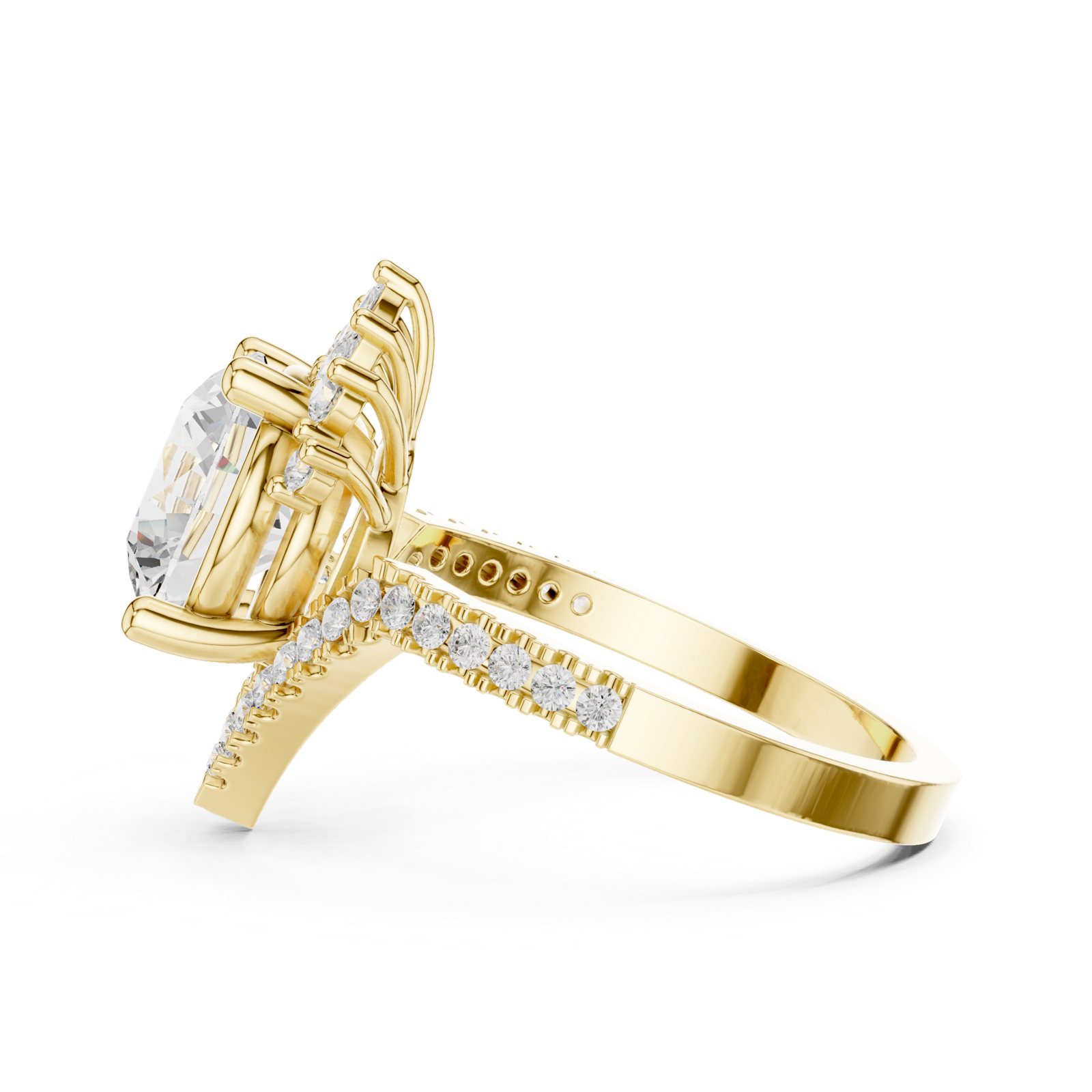 Gold Ring DDLR-406, Yellow Gold, view 3