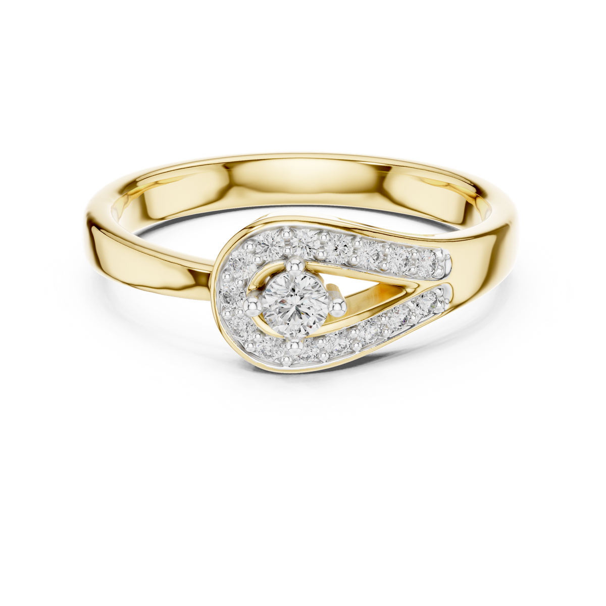14K Solid Gold Lab Diamond Twist Ring, Yellow Gold