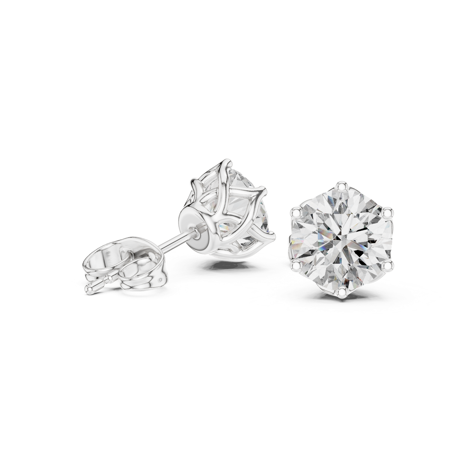 Gold Earrings 9-10076E, White Gold, view 1