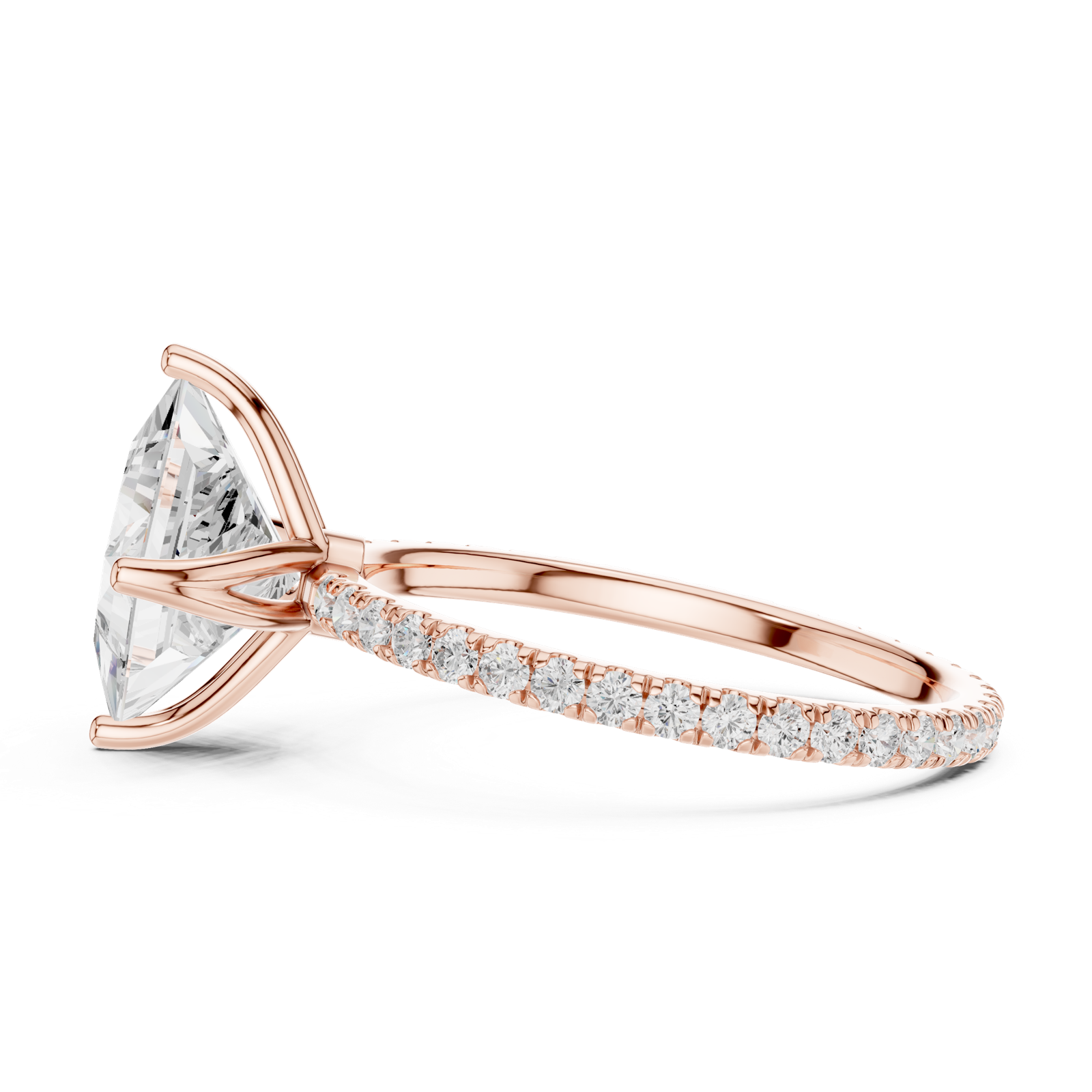 Gold Jewelry L36-16, Princess center stone, Rose Gold, view 3