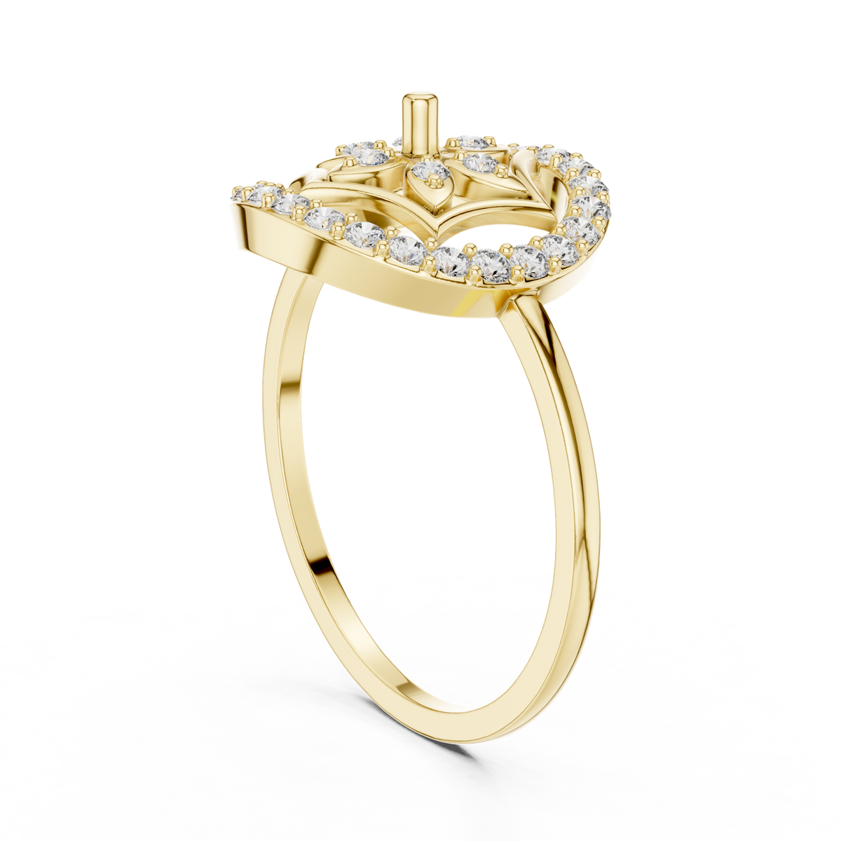 14K Solid Gold Lab Diamond Star Vintage Ring, Yellow Gold, view 1