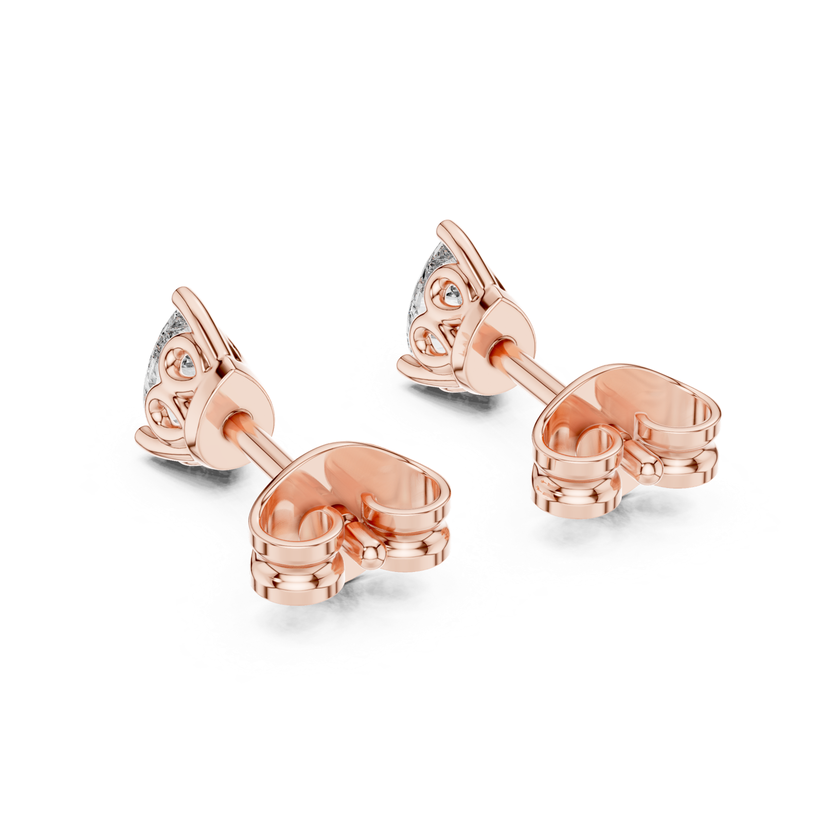 Gold Earrings GER-0364, Rose Gold, view 3