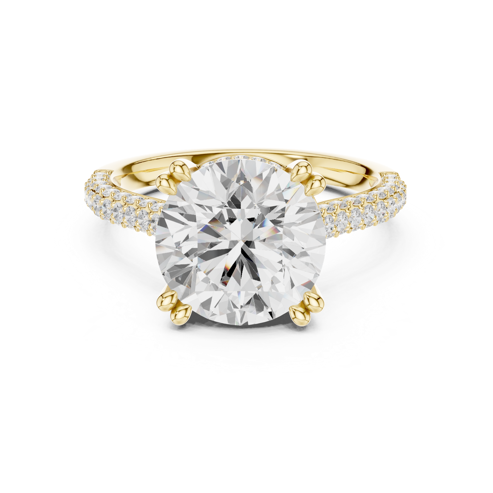 Gold Ring DDLR-260, Round center stone, Yellow Gold, view 4