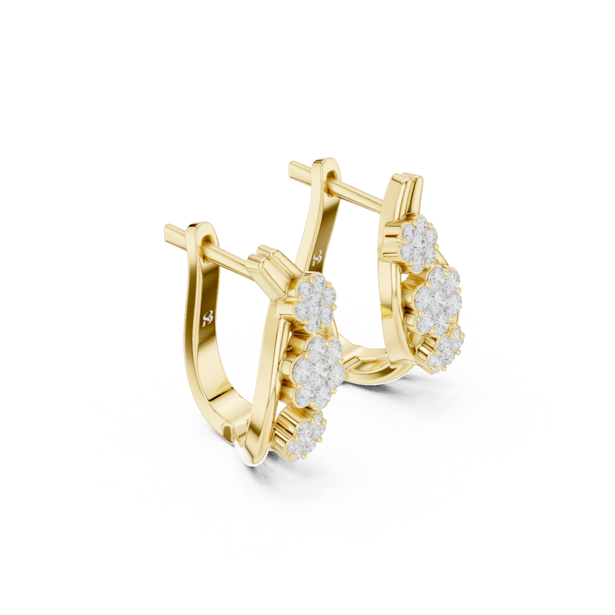Gold Earrings SBER(42), Yellow Gold, view 1