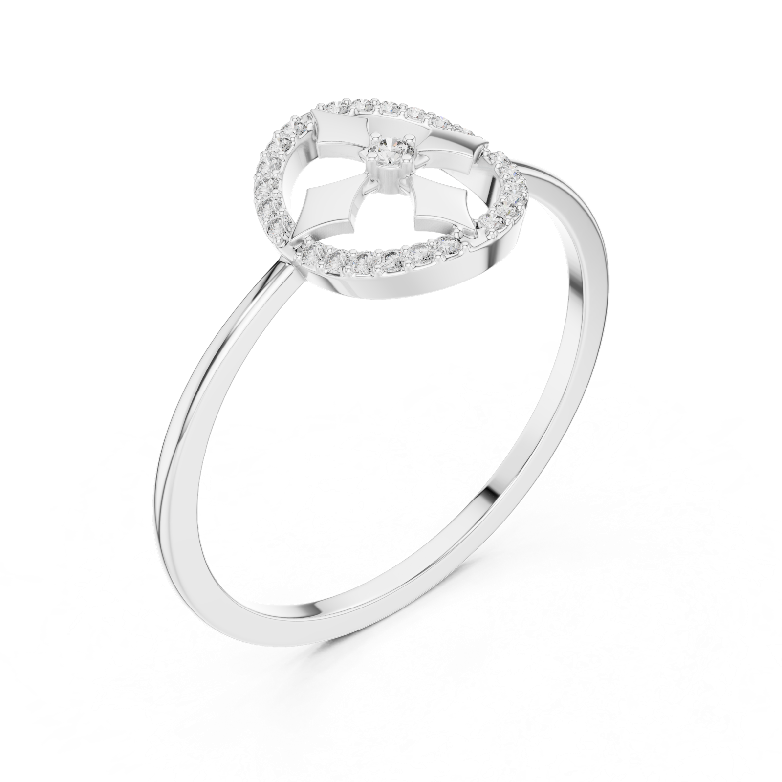 Gold Ring DR-6154, White Gold, view 2