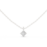 14K Solid Gold Lab Diamond Solitaire Pendant Necklace, White Gold