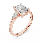 Gold Ring DDLR-035, Radiant center stone, Rose Gold, view 2