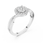 14K Solid Gold Lab Diamond Halo Ring, White Gold, view 2