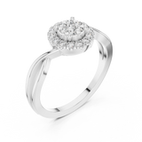 14K Solid Gold Lab Diamond Halo Ring, White Gold, view 2