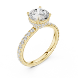 Gold Ring DDLR-165, Round center stone, Yellow Gold, view 2