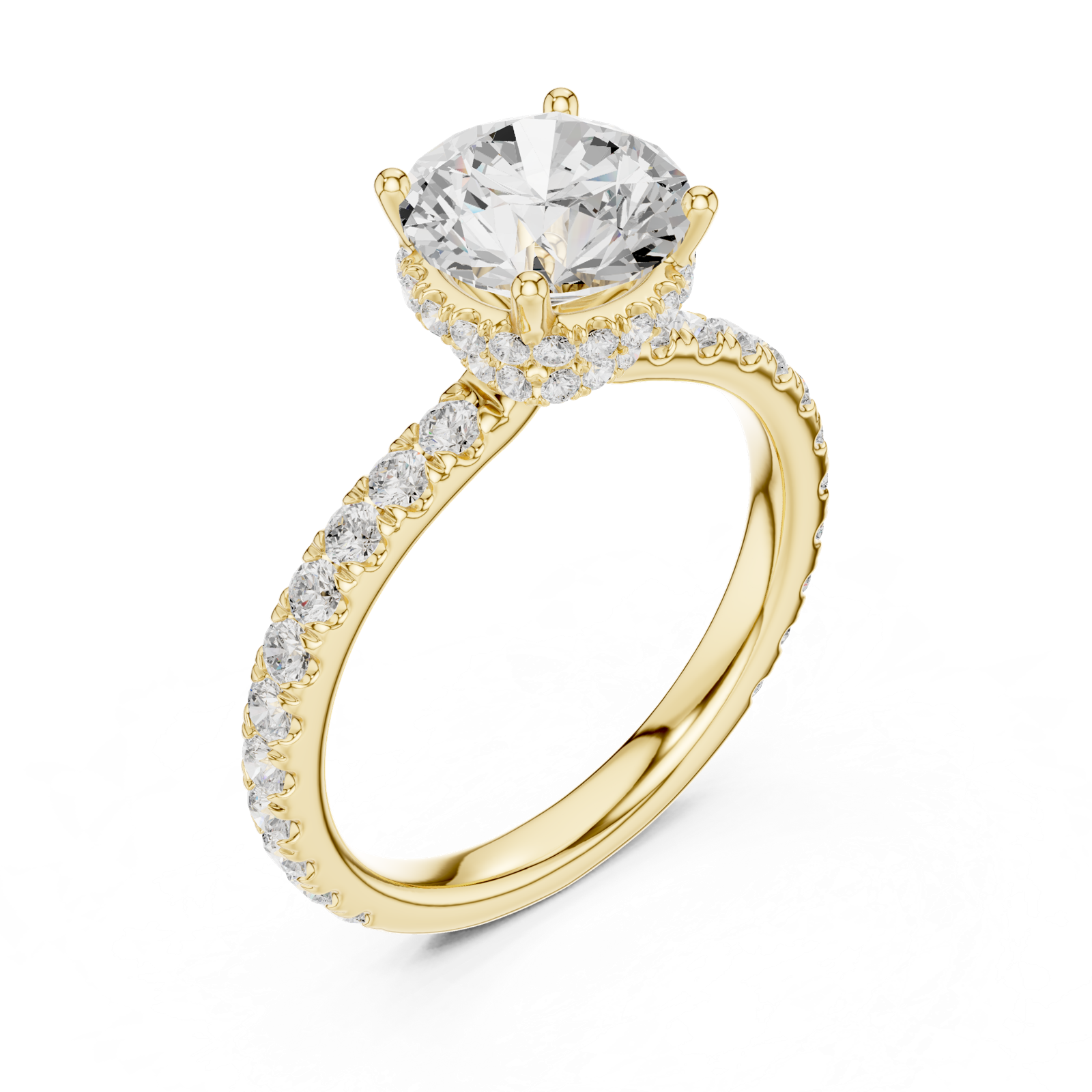 Gold Ring DDLR-165, Round center stone, Yellow Gold, view 2