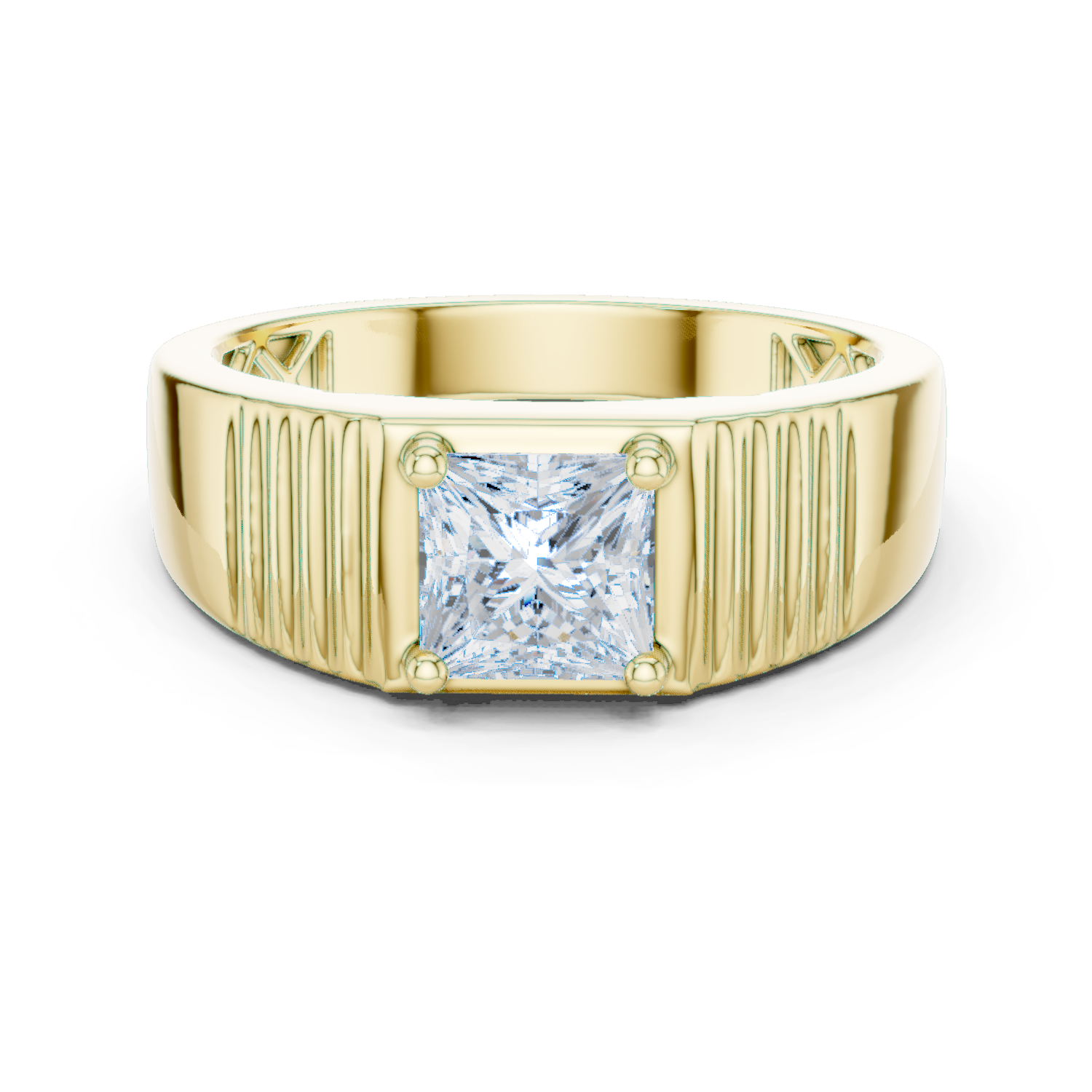 14K Solid Gold Lab Diamond Solitaire Ring, Yellow Gold