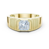 14K Solid Gold Lab Diamond Solitaire Ring, Yellow Gold
