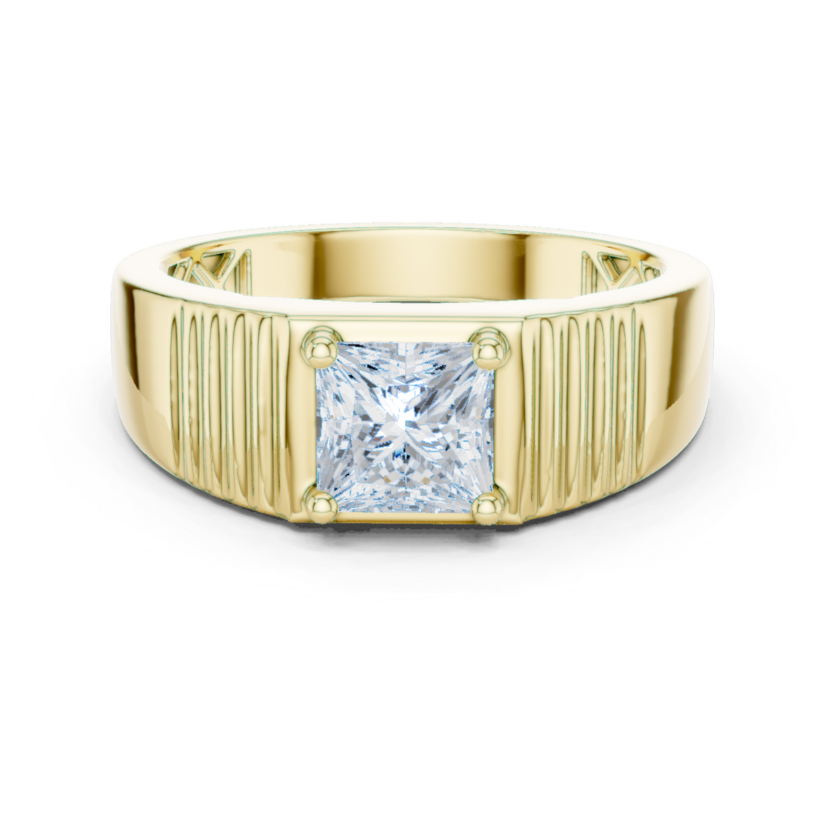 14K Solid Gold Lab Diamond Solitaire Ring, Yellow Gold