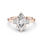 Gold Ring DDLR-038, Marquise center stone, Rose Gold