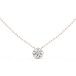 14K Solid Gold Lab Diamond Solitaire Pendant Necklace, Rose Gold