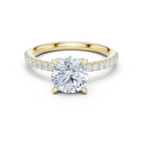 Gold Ring DDLR-256, Round center stone, Yellow Gold
