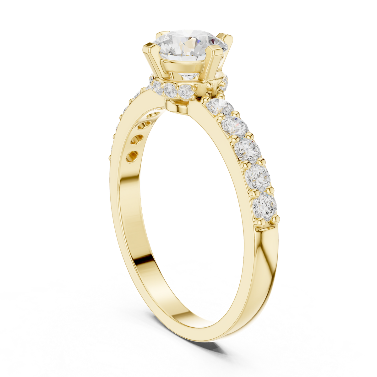 14K Solid Gold Lab Diamond Solitaire Ring, Yellow Gold, view 1