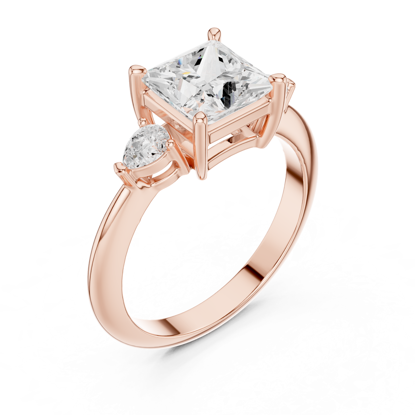 Gold Jewelry L35-66, Princess center stone, Rose Gold, view 2