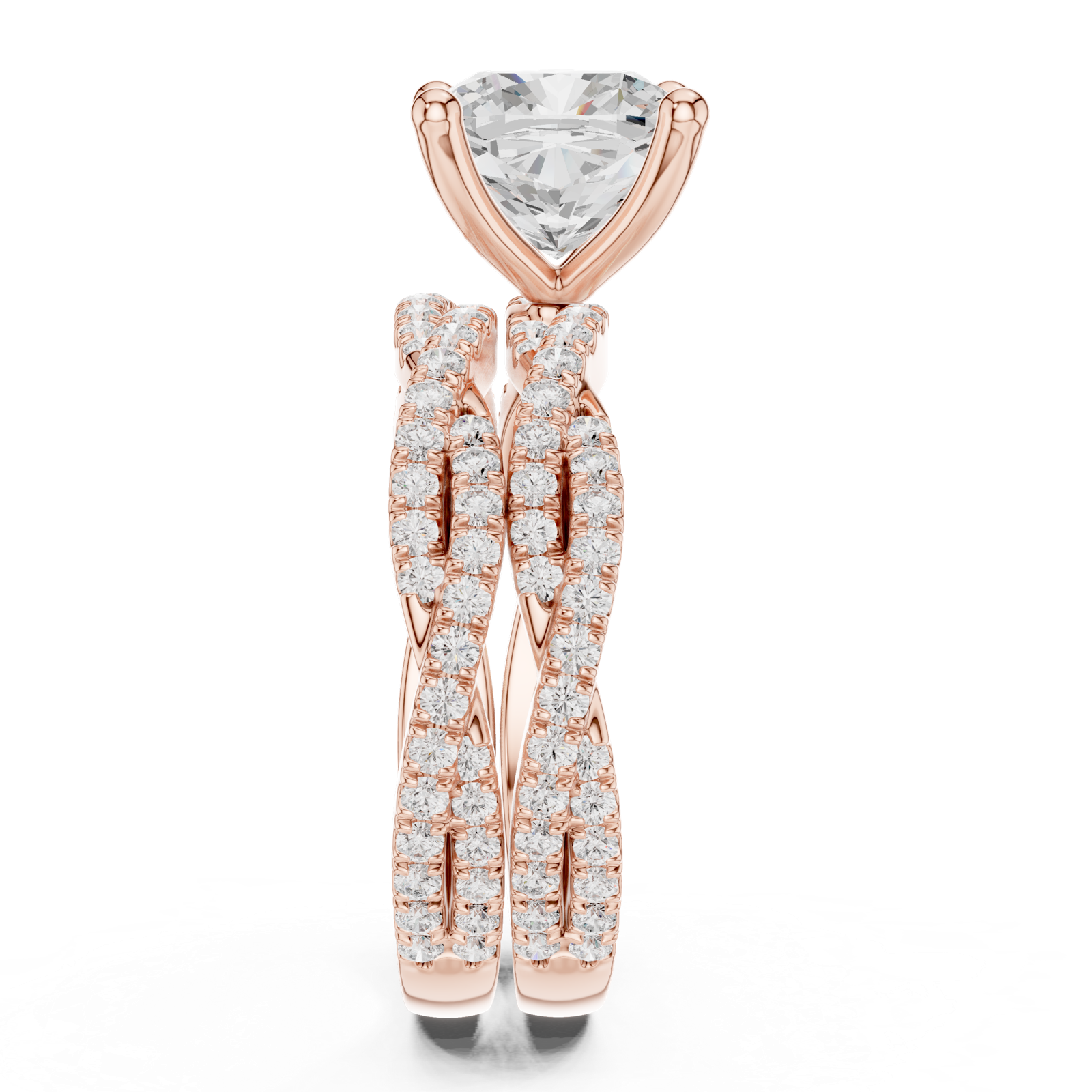 Gold Ring, Cushion center stone, Rose Gold, view 3