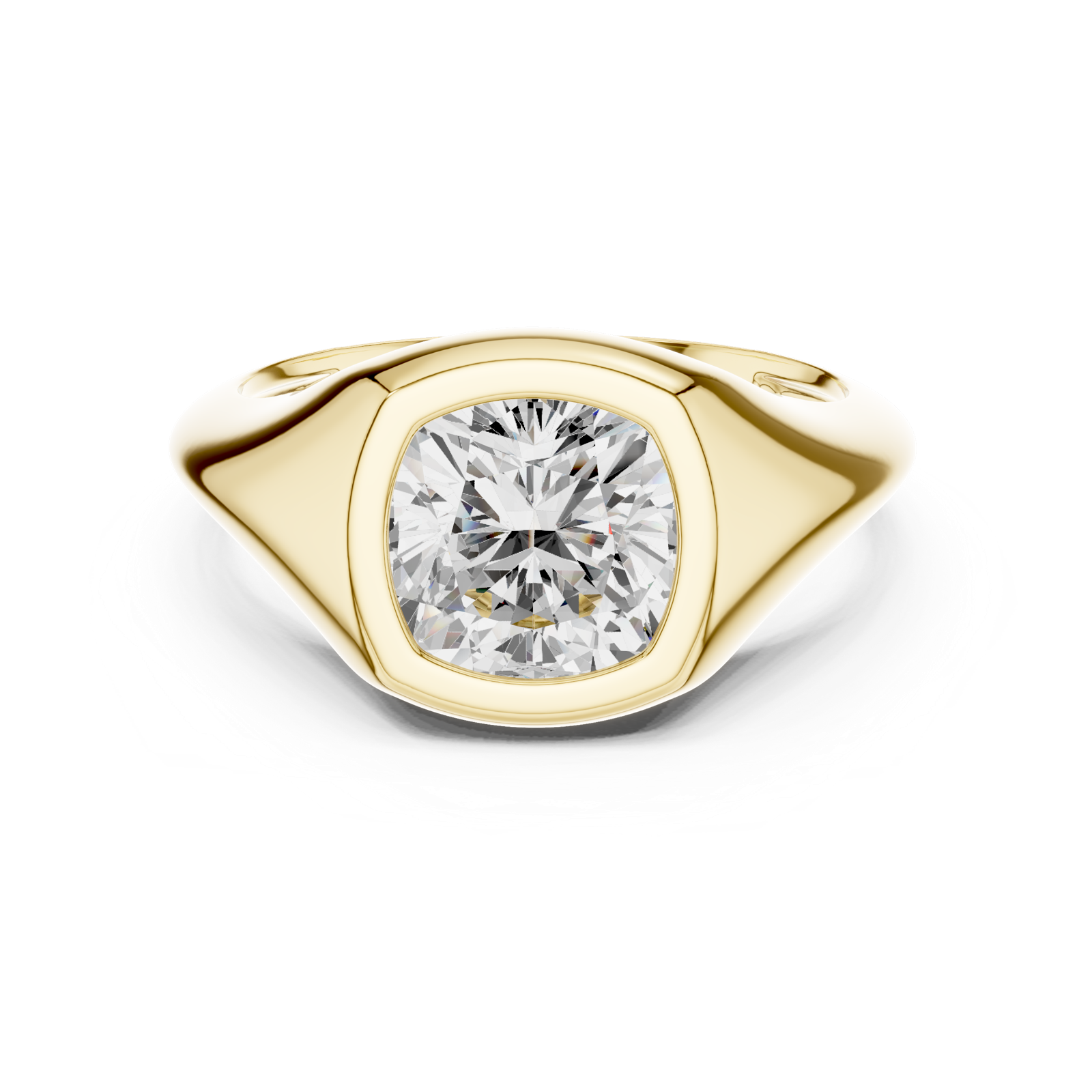 Gold Jewelry L36-4, Cushion center stone, Yellow Gold, view 4