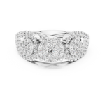 14K Solid Gold Lab Diamond Three-Stone Ring, White Gold