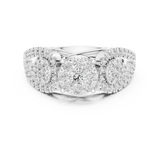 14K Solid Gold Lab Diamond Three-Stone Ring, White Gold