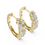 14K Solid Gold Lab Diamond Huggie Earrings, Yellow Gold, view 2