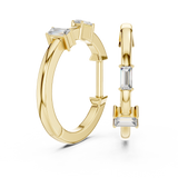 14K Solid Gold Lab Diamond Huggie Earrings, Yellow Gold, view 1
