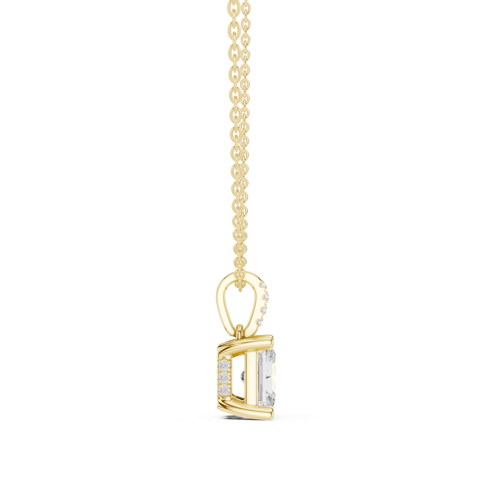 Gold Jewelry DDPO-009, Radiant center stone, Yellow Gold, view 3