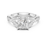 Gold Ring DDLR-257, Princess center stone, White Gold, view 4