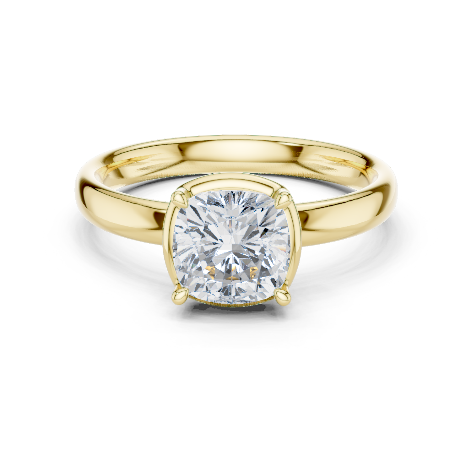 Gold Jewelry, Cushion center stone, Yellow Gold