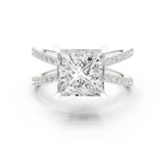 Gold Jewelry L36-25, Princess center stone, White Gold