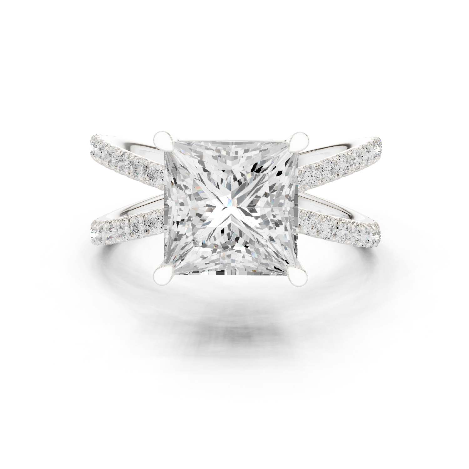 Gold Jewelry L36-25, Princess center stone, White Gold