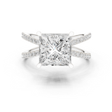 Gold Jewelry L36-25, Princess center stone, White Gold