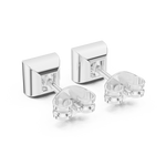 14K Solid Gold Lab Diamond Stud Earrings, White Gold, view 3