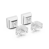 14K Solid Gold Lab Diamond Stud Earrings, White Gold, view 3