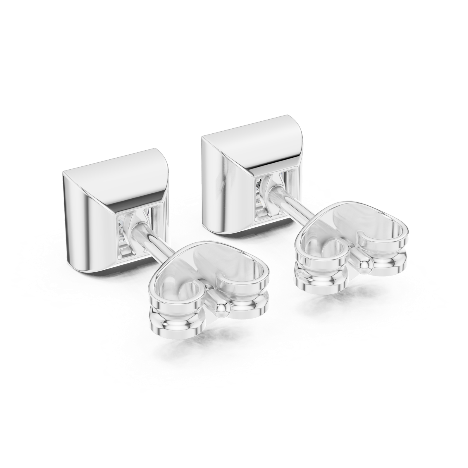 14K Solid Gold Lab Diamond Stud Earrings, White Gold, view 3